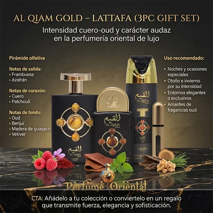Perfume AL QIAM GOLD – LATTAFA (3PC GIFT SET)- Hombre - Image 3