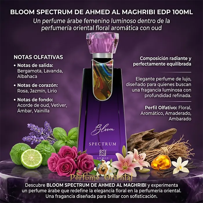 Perfume BLOOM SPECTRUM- AHMED AL MAGHRIBI Edp 100ML-Mujer - Image 3