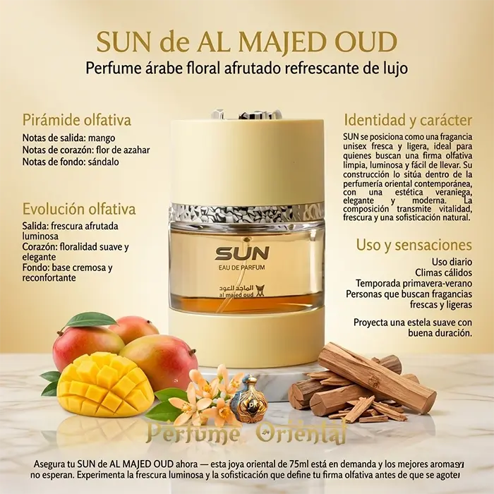 Perfume SUN de AL MAJED OUD-75ML- Unisex Floral - Image 3